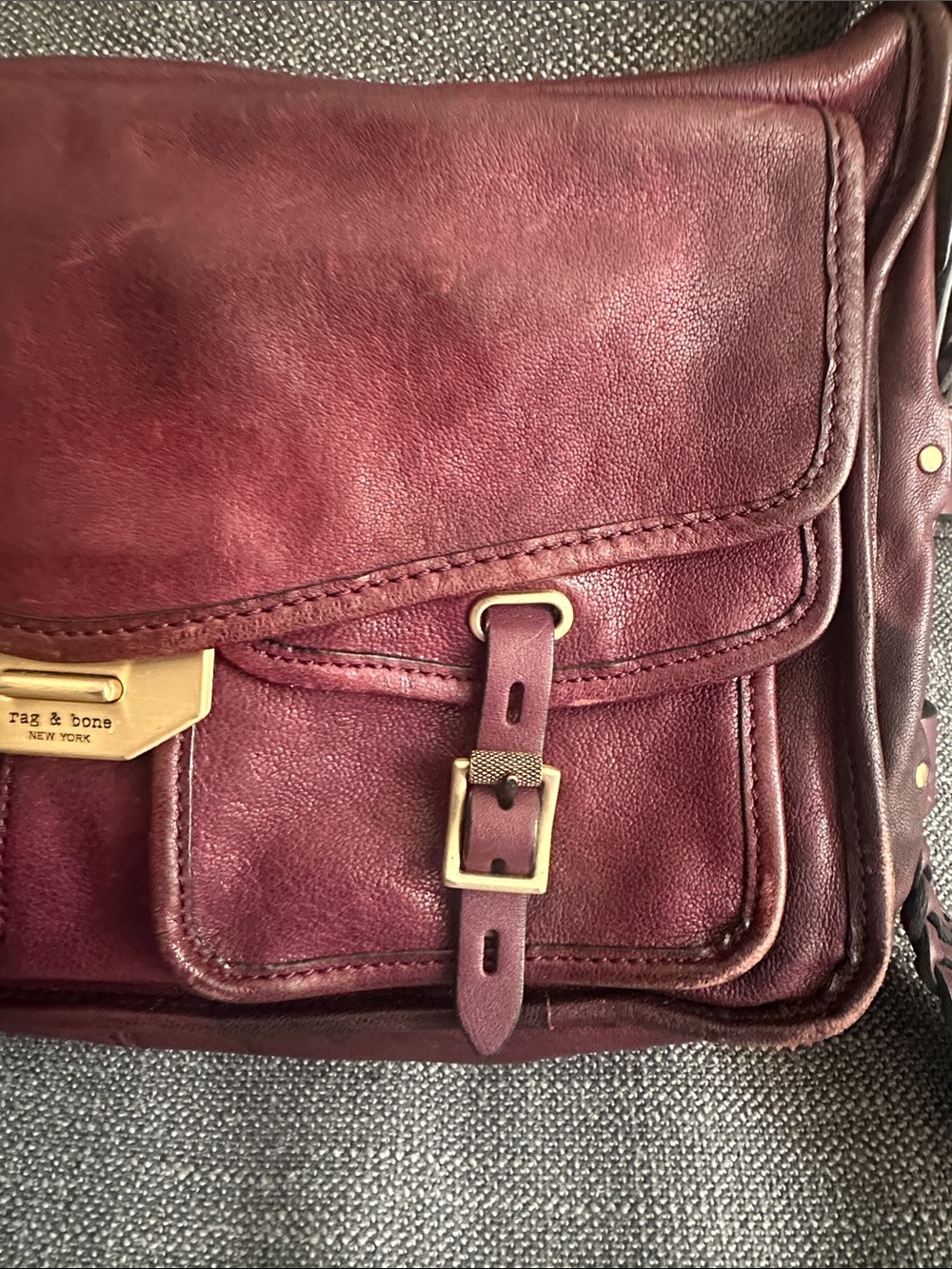 Vintage rag & bone Braided Strap Crossbody/Shoulder Bag in RARE Deep Burgundy - Picture 4 of 10